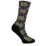 Cute Gold Boho Elephant Pattern Print Crew Socks