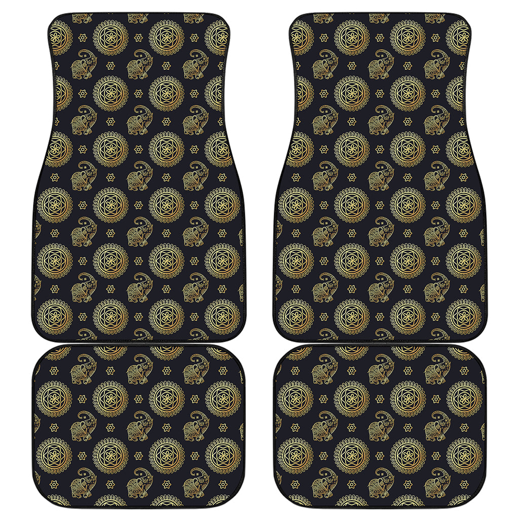 Cute Gold Boho Elephant Pattern Print Front and Back Car Floor Mats