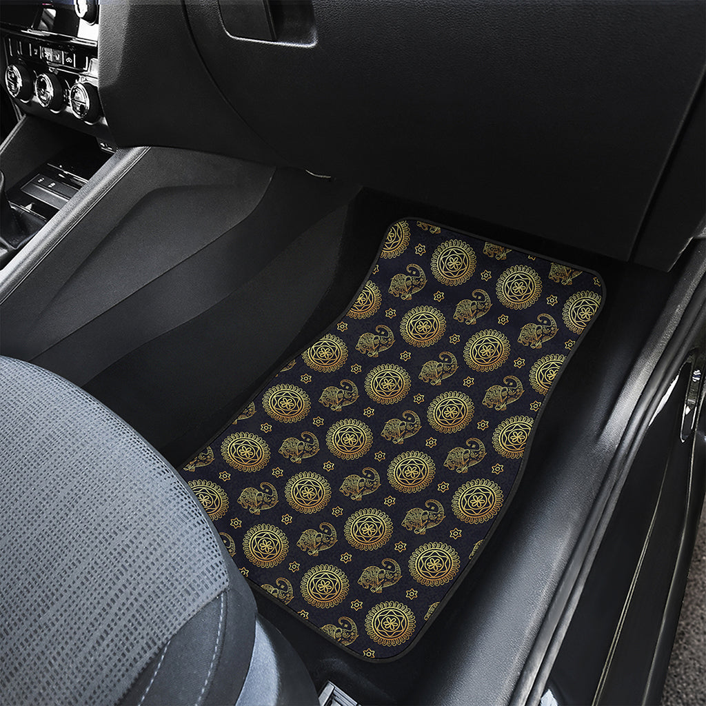 Cute Gold Boho Elephant Pattern Print Front Car Floor Mats