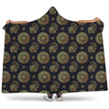 Cute Gold Boho Elephant Pattern Print Hooded Blanket