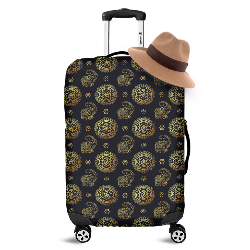 Cute Gold Boho Elephant Pattern Print Luggage Cover