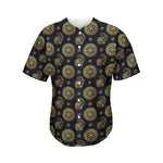 Cute Gold Boho Elephant Pattern Print Men's Baseball Jersey