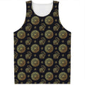 Cute Gold Boho Elephant Pattern Print Men's Tank Top