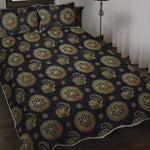 Cute Gold Boho Elephant Pattern Print Quilt Bed Set