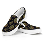 Cute Gold Boho Elephant Pattern Print White Slip On Shoes