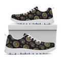 Cute Gold Boho Elephant Pattern Print White Running Shoes