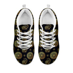 Cute Gold Boho Elephant Pattern Print White Sneakers