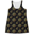 Cute Gold Boho Elephant Pattern Print Women's Racerback Tank Top