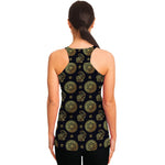 Cute Gold Boho Elephant Pattern Print Women's Racerback Tank Top