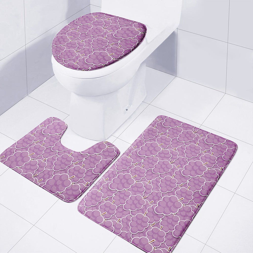 Cute Grape Pattern Print 3 Piece Bath Mat Set
