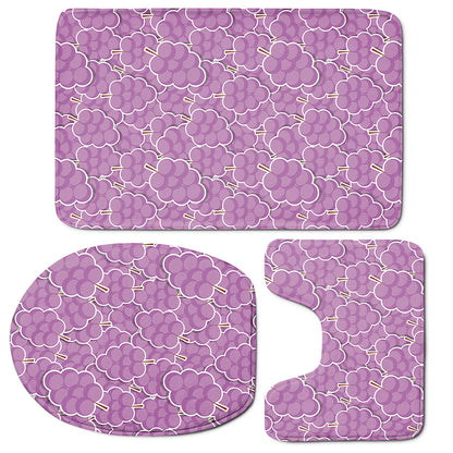 Cute Grape Pattern Print 3 Piece Bath Mat Set