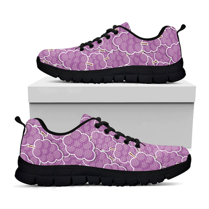 Cute Grape Pattern Print Black Sneakers