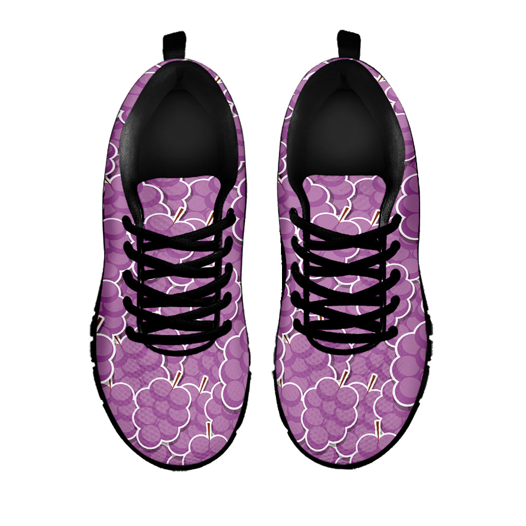 Cute Grape Pattern Print Black Sneakers
