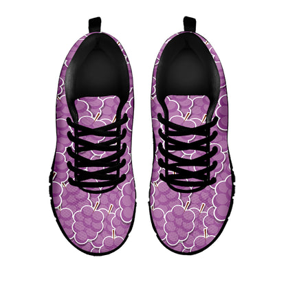 Cute Grape Pattern Print Black Sneakers