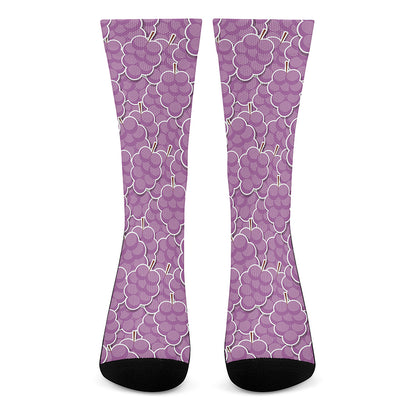 Cute Grape Pattern Print Crew Socks