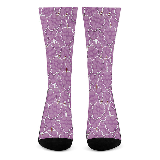 Cute Grape Pattern Print Crew Socks