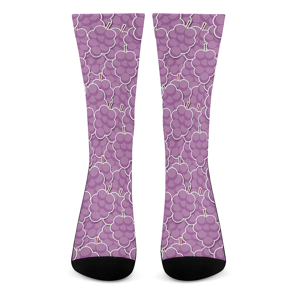 Cute Grape Pattern Print Crew Socks