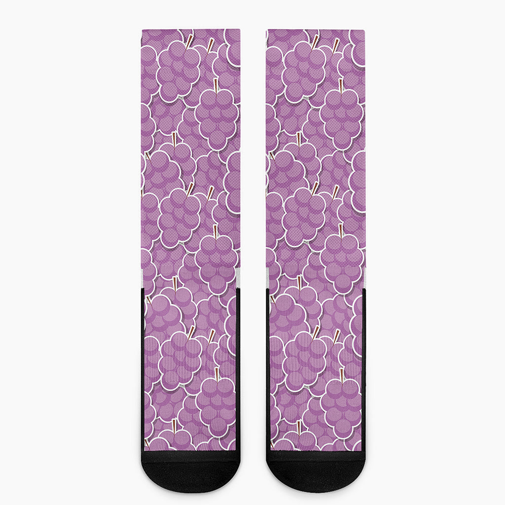 Cute Grape Pattern Print Crew Socks