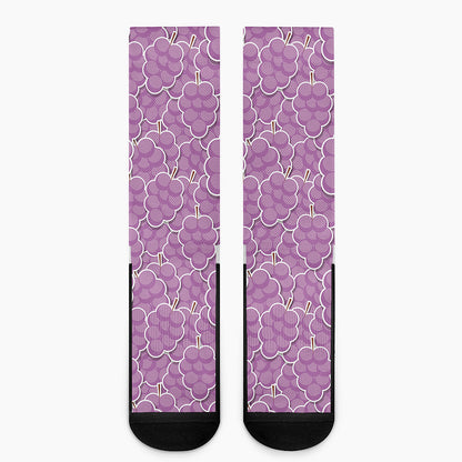 Cute Grape Pattern Print Crew Socks