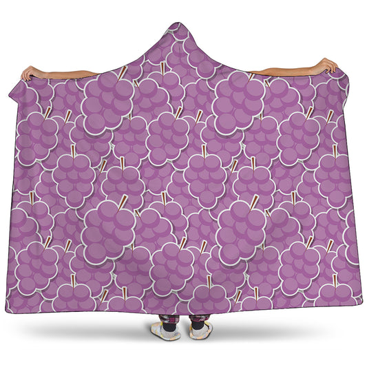 Cute Grape Pattern Print Hooded Blanket