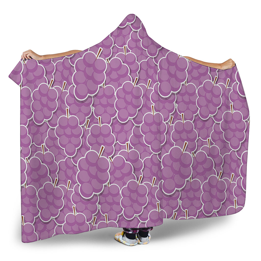 Cute Grape Pattern Print Hooded Blanket