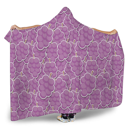 Cute Grape Pattern Print Hooded Blanket