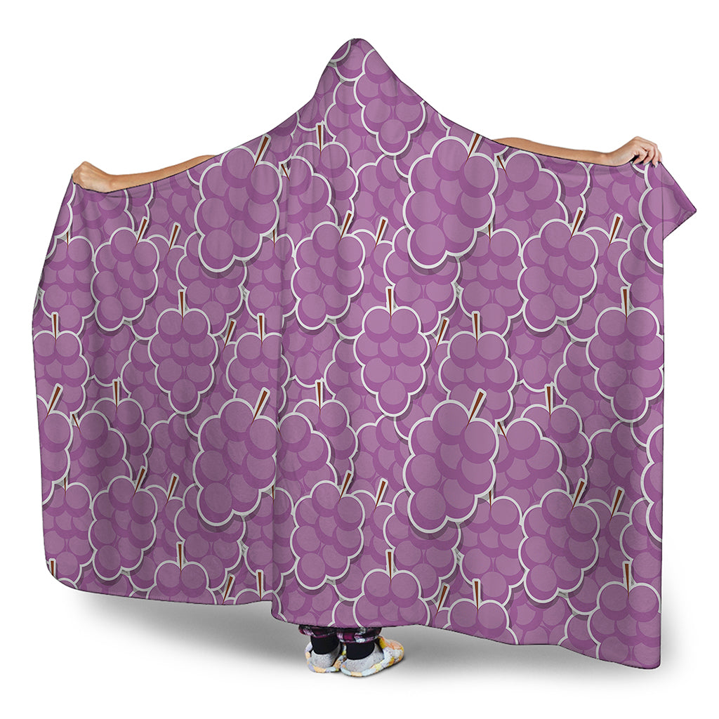 Cute Grape Pattern Print Hooded Blanket