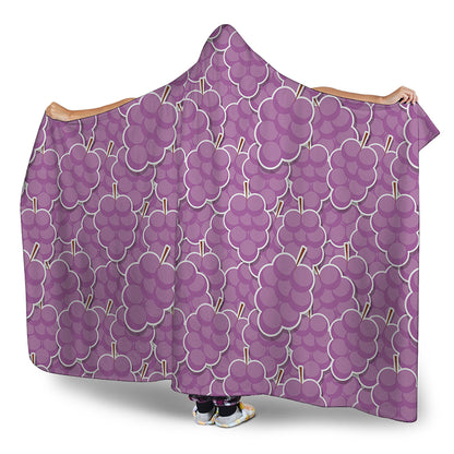 Cute Grape Pattern Print Hooded Blanket