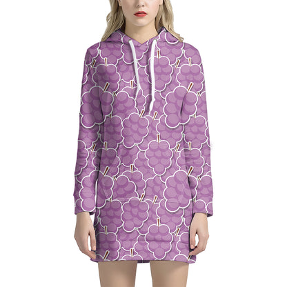 Cute Grape Pattern Print Hoodie Dress