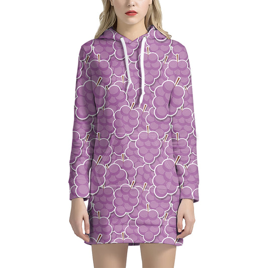 Cute Grape Pattern Print Hoodie Dress