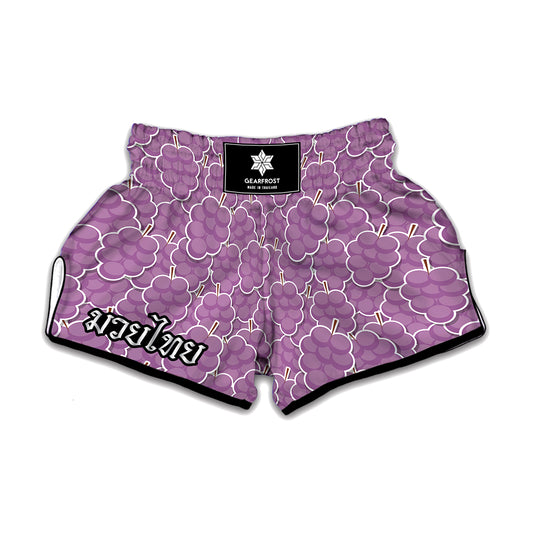 Cute Grape Pattern Print Muay Thai Boxing Shorts