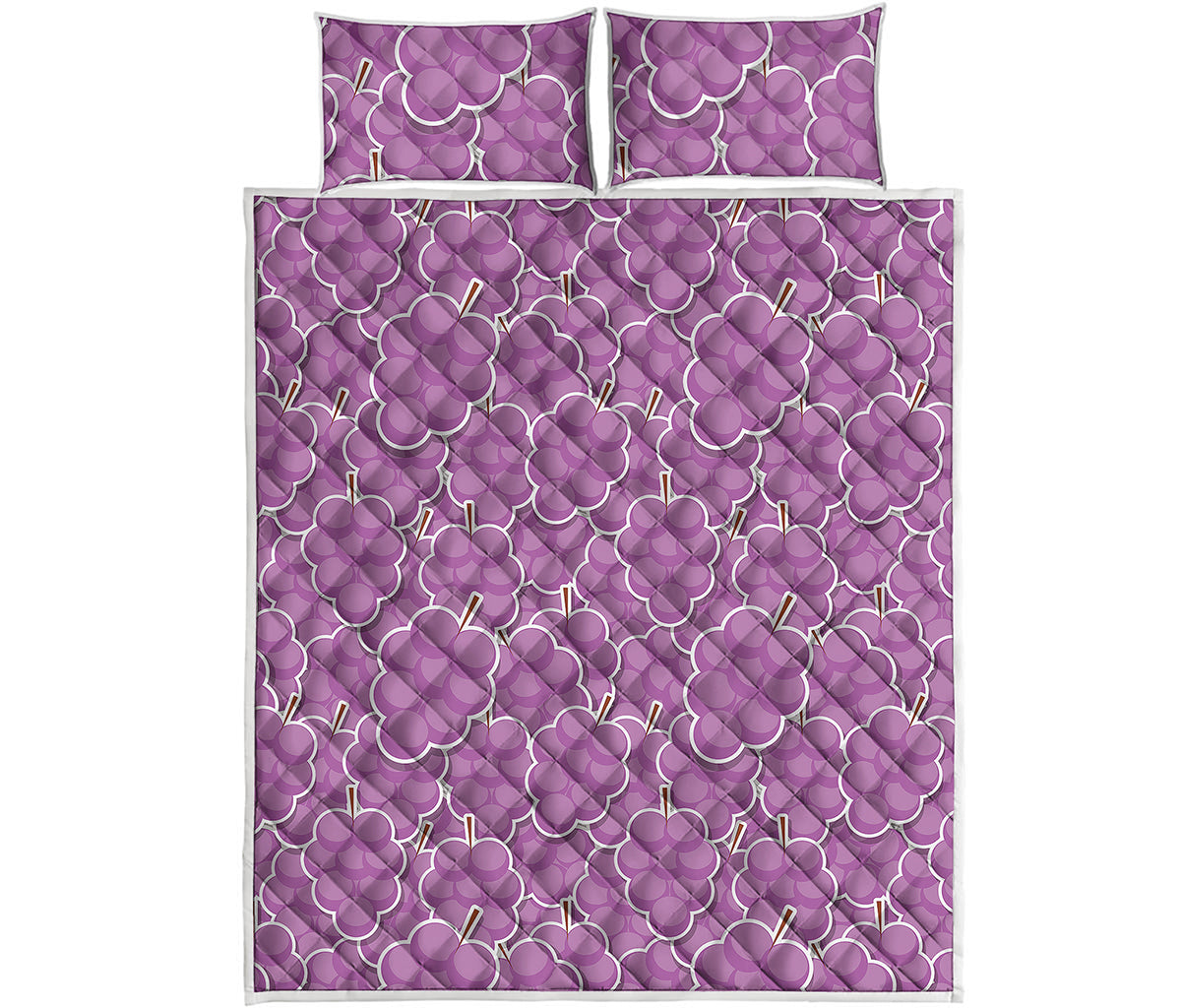 Cute Grape Pattern Print Quilt Bed Set