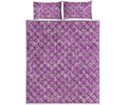 Cute Grape Pattern Print Quilt Bed Set