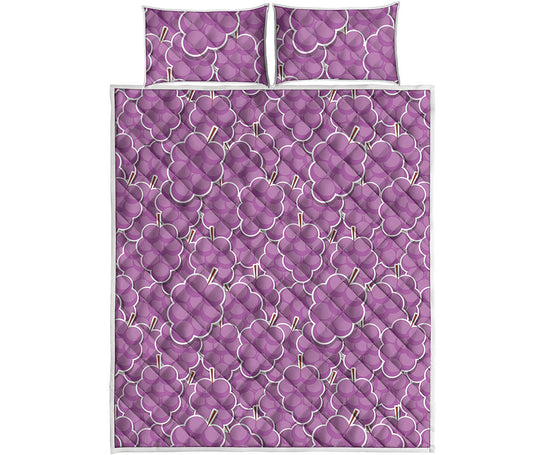 Cute Grape Pattern Print Quilt Bed Set