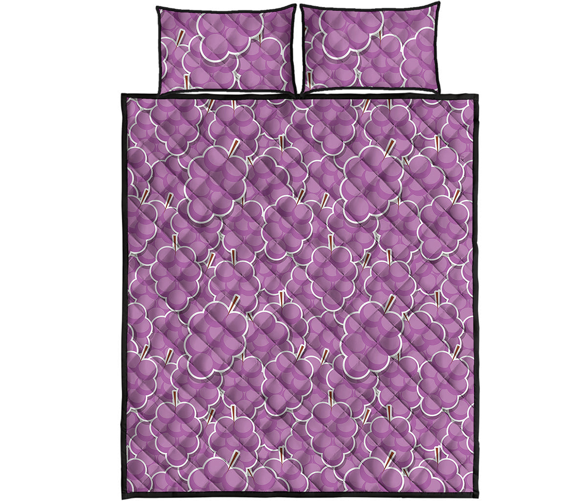 Cute Grape Pattern Print Quilt Bed Set
