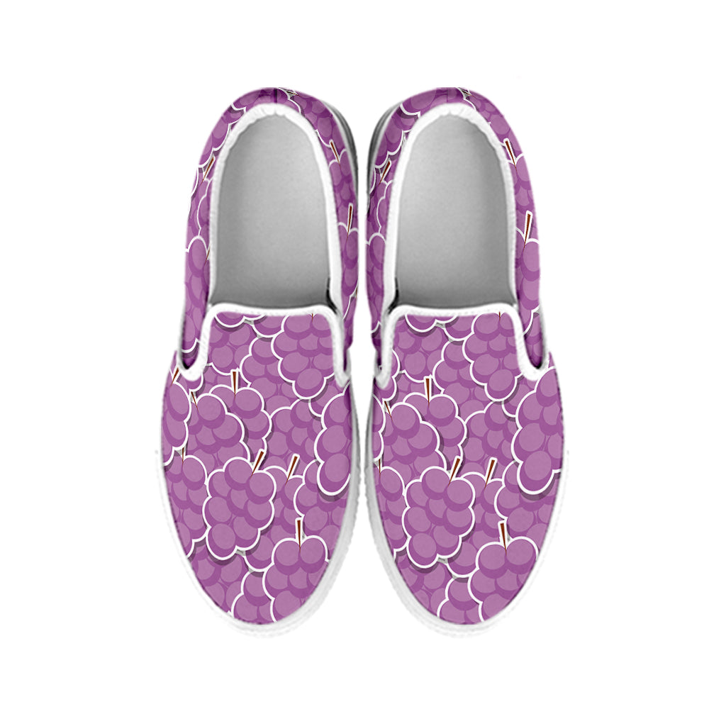 Cute Grape Pattern Print White Slip On Shoes