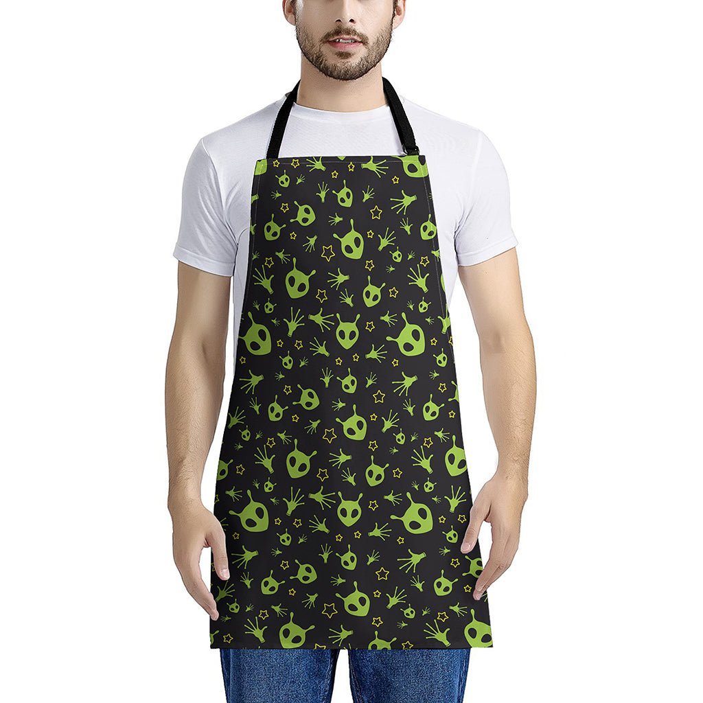 Cute Green Alien Pattern Print Apron