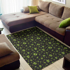 Cute Green Alien Pattern Print Area Rug