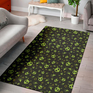 Cute Green Alien Pattern Print Area Rug