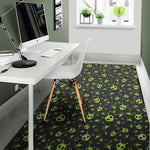 Cute Green Alien Pattern Print Area Rug