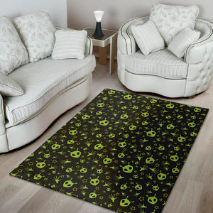 Cute Green Alien Pattern Print Area Rug