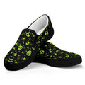 Cute Green Alien Pattern Print Black Slip On Sneakers