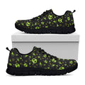 Cute Green Alien Pattern Print Black Running Shoes