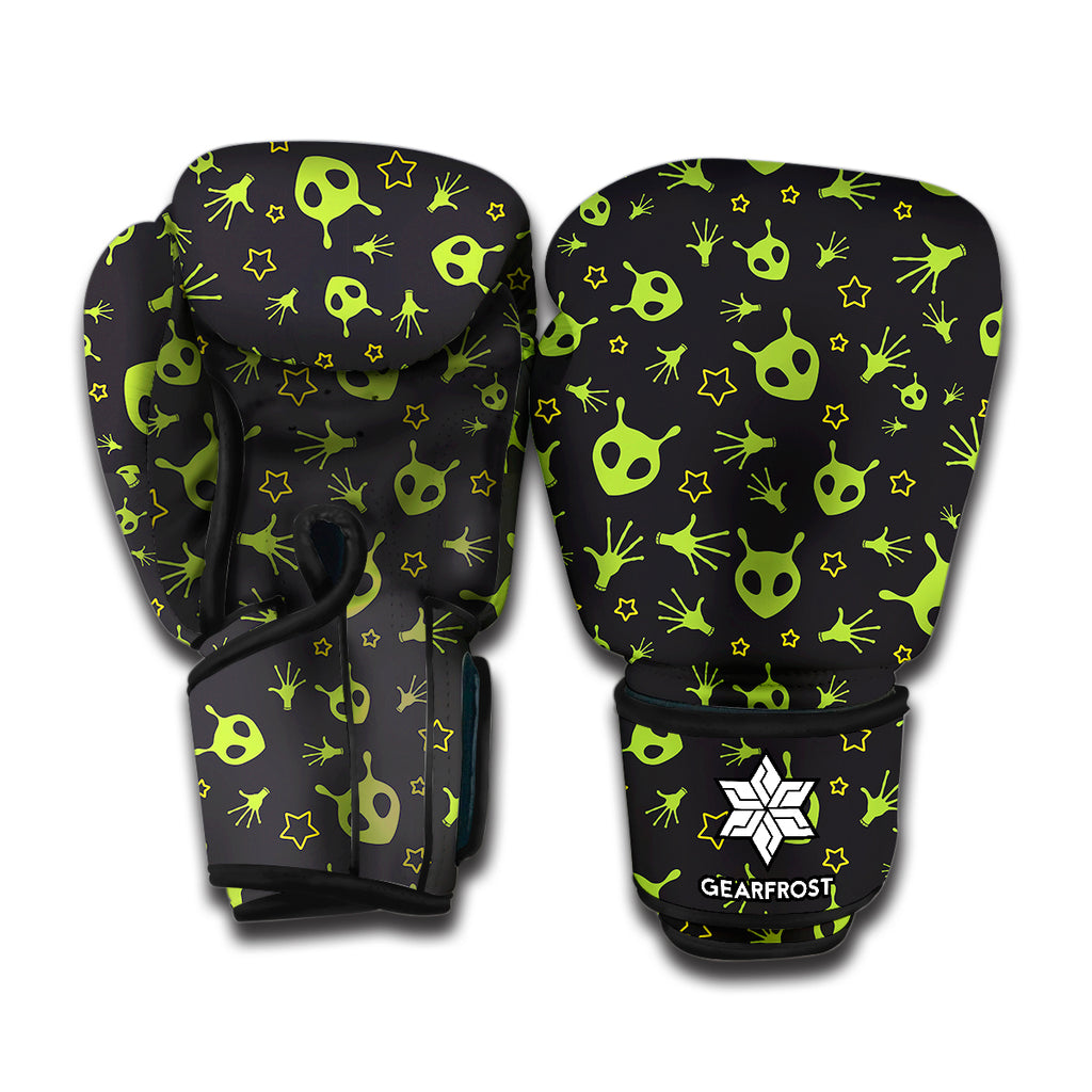 Cute Green Alien Pattern Print Boxing Gloves