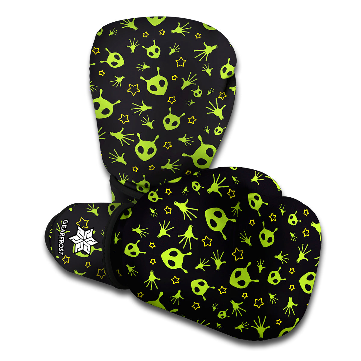 Cute Green Alien Pattern Print Boxing Gloves