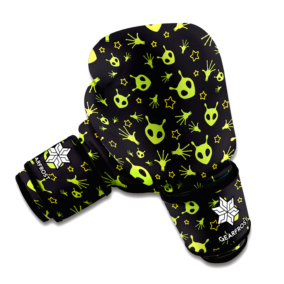 Cute Green Alien Pattern Print Boxing Gloves