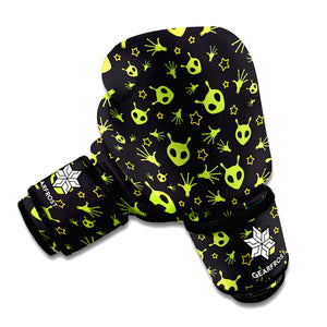 Cute Green Alien Pattern Print Boxing Gloves