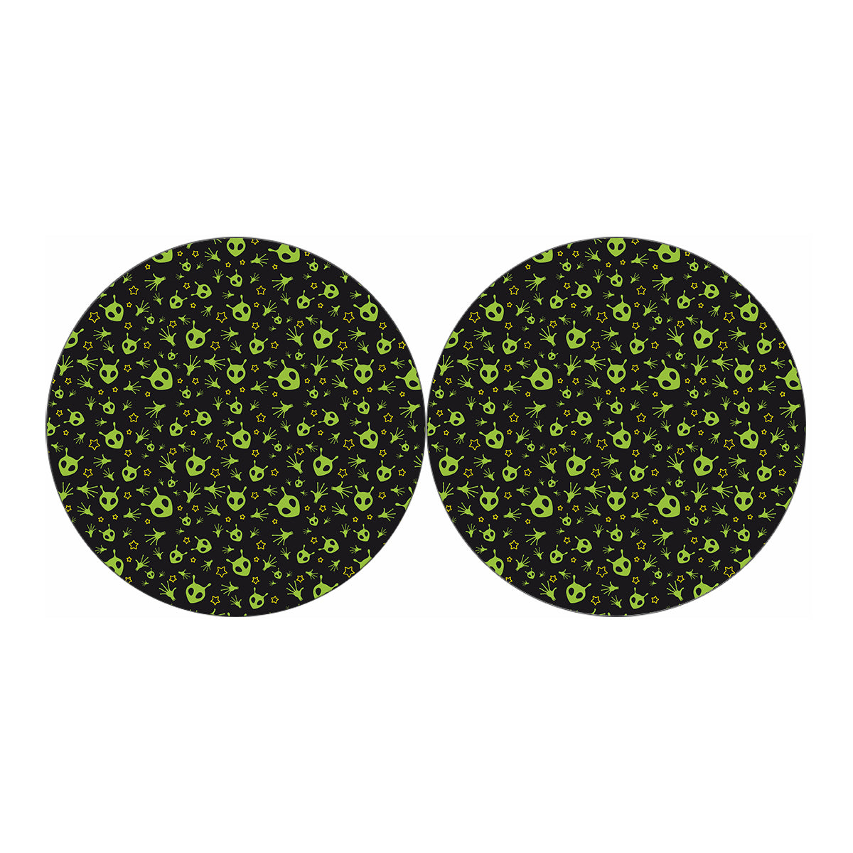 Cute Green Alien Pattern Print Car Coasters