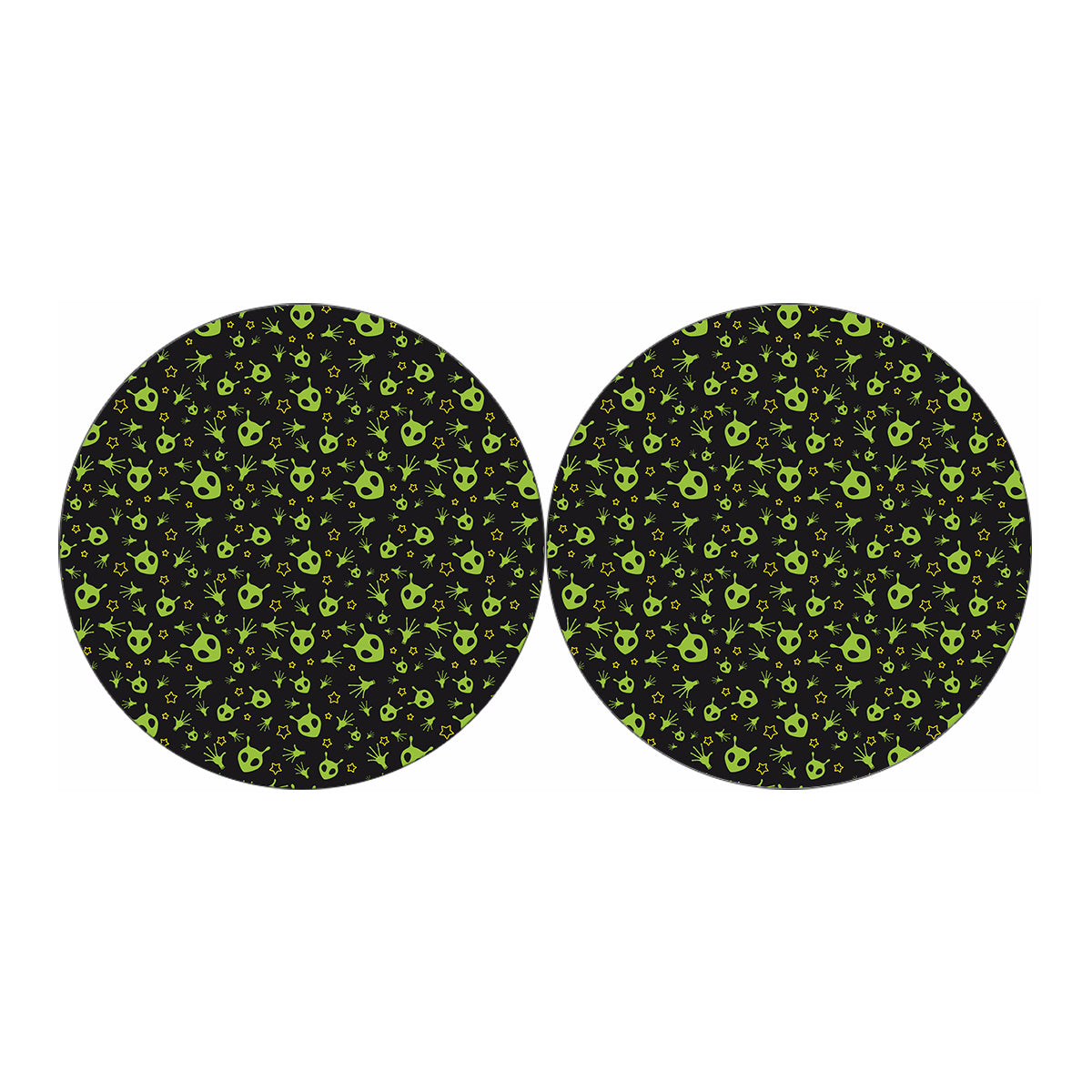 Cute Green Alien Pattern Print Car Coasters
