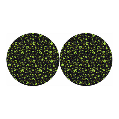 Cute Green Alien Pattern Print Car Coasters